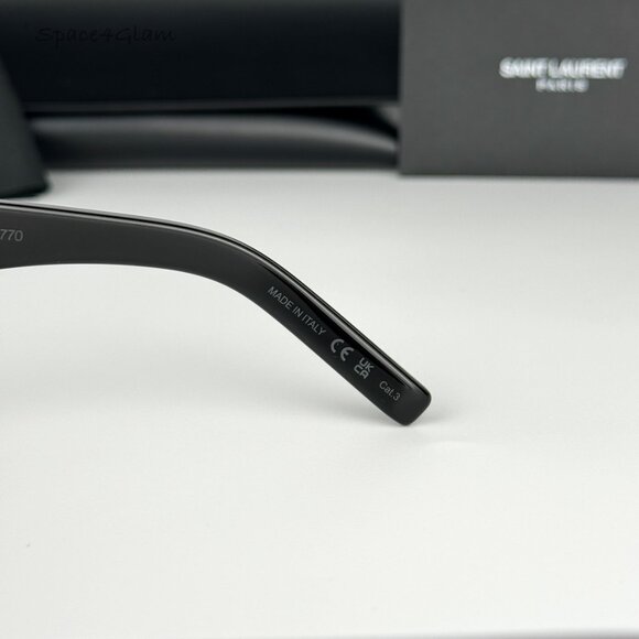 NEW Saint Laurent New Wave SL507 001 Black Grey Square Unisex Sunglasses SL 507 - Picture 8 of 11